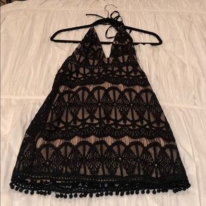 NEVER WORN black lace halter tie dress